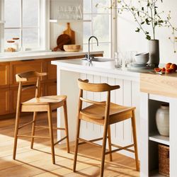 Target Threshold  - Curved back Wood Counter Height Barstool -Natural