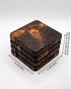 Hand crafted stained wooden coasters (4pack)