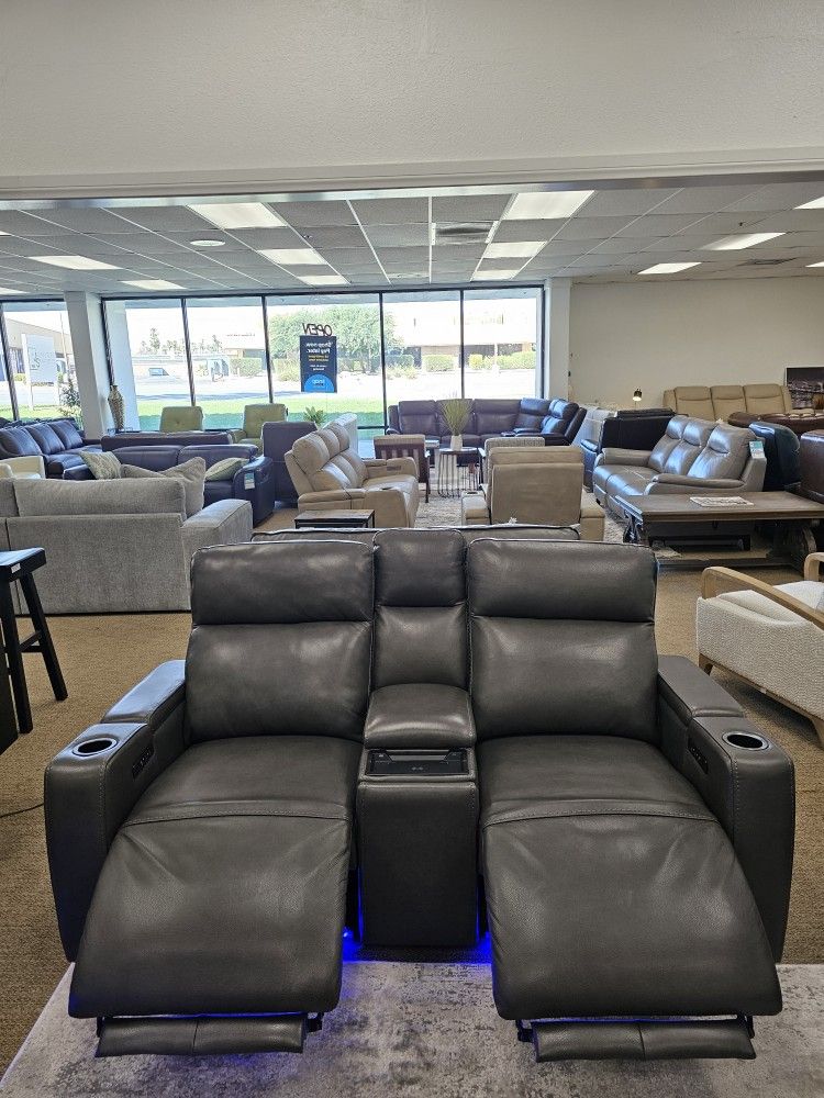 100 % Real Leather Sofa -Greymel
