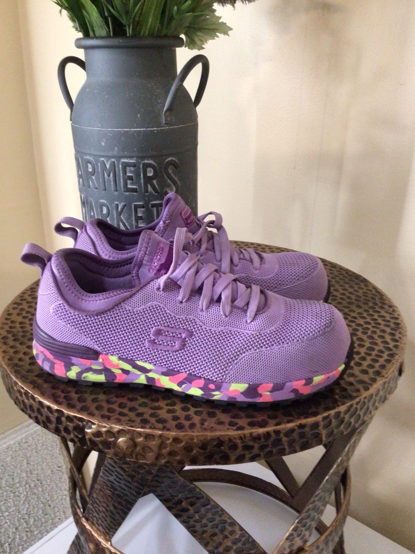 Skechers Womens Bulkin Balran Comp Toe Sneaker Purple Size 6