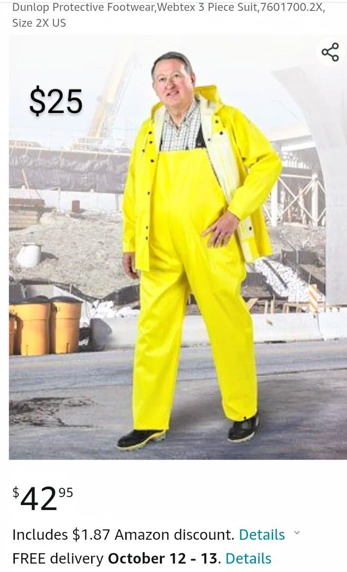 New 3 Piece PVC Rain suit Size 2X