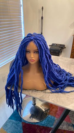Anime, cartoon character, Yarn Halloween blue dreads wig