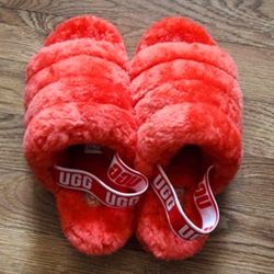 UGG Fluff Yeah Slippers Size 6 Pink Coral NEW 