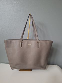Kate Spade New York Gray Taupe Leather Shoulder Tote Bag