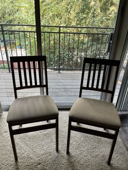 Set of 2 Dark Wood Dining Chairs