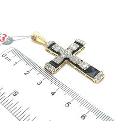 10kt Gold Diamond Cross Pendant With Black Enamel.9ctw 6.80grams 165628 1