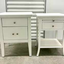 Wooden white Nightstands Pair