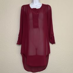 Mossimo Sheer Burgundy Tunic Dress / Blouse