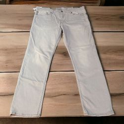 Mens goodfellow 40 x 32 lightweight denim slim title flex pants light gray