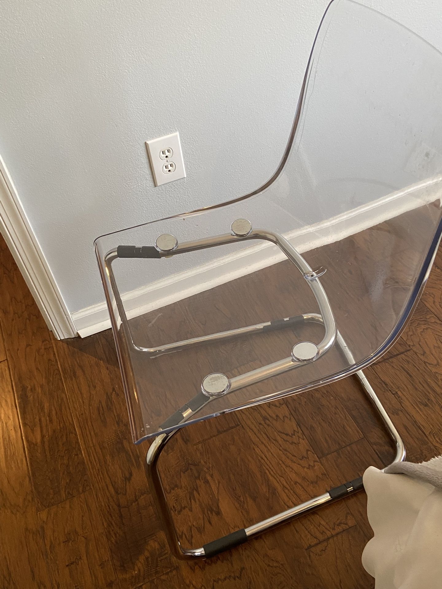 I KEA Tobias Chair - Clear/Chrome - Modern Minimalist Dining Or Desk Chair