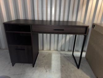 Brown desk with storage