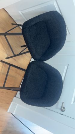 Two Modern Swivel upholstered Sherpa Counter Stool with Metal Frame
