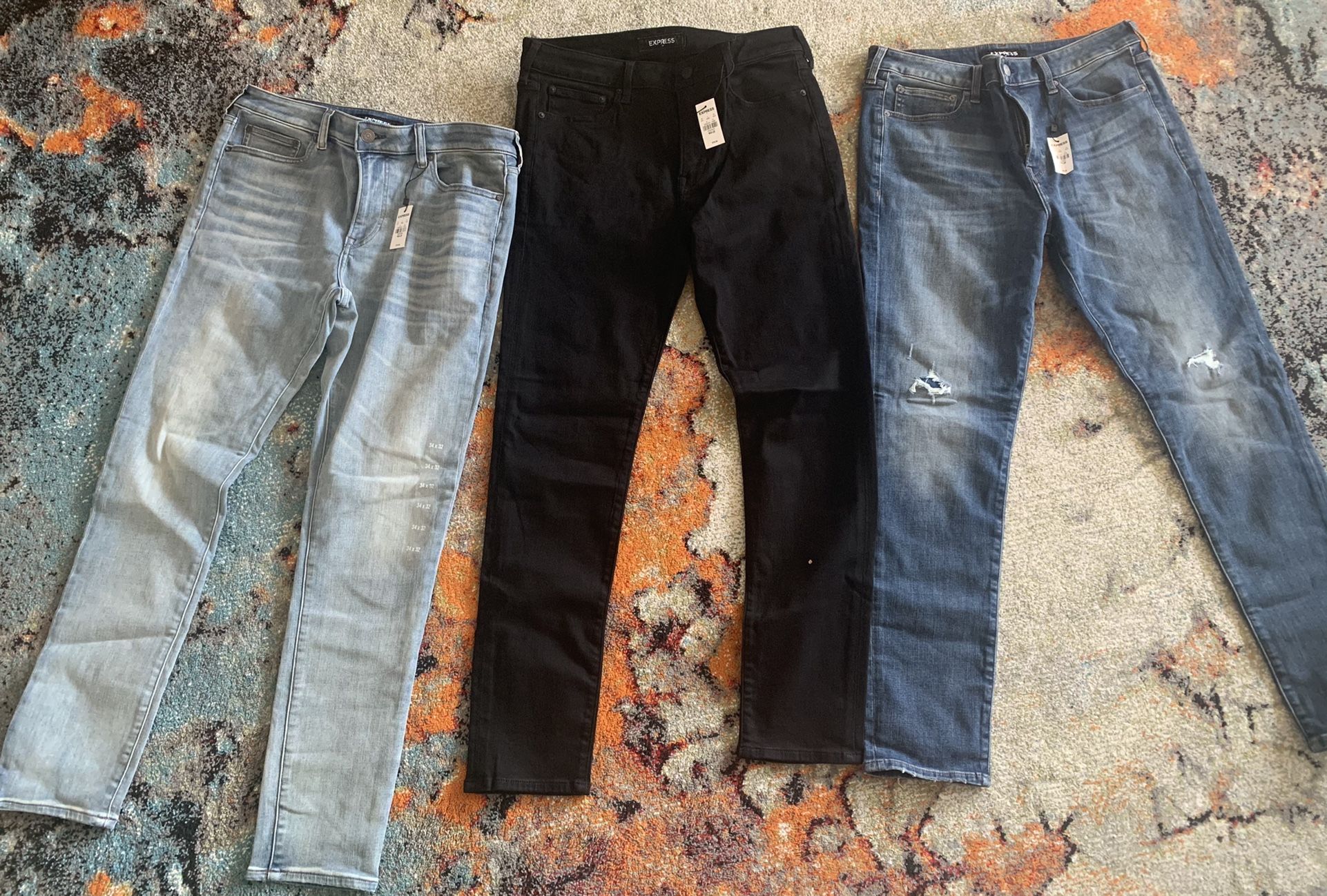 SELL TODAY Lot Of Men's BRAND NEW EXPRESS Skinny Jeans Sz 34x32