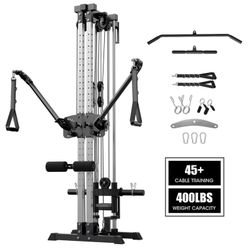 Mikolo Cable Crossover Machine, Lat Pull Down Machine, Wall Mounted Pulley Tower functional trainer with Adjustable 26 Positions Dual Pulley System, L