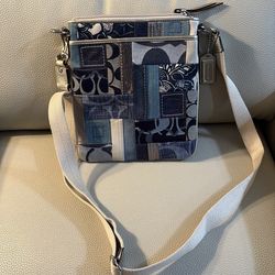 Denim patchwork coach crossbody