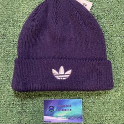 Adidas purple trefoil beanie