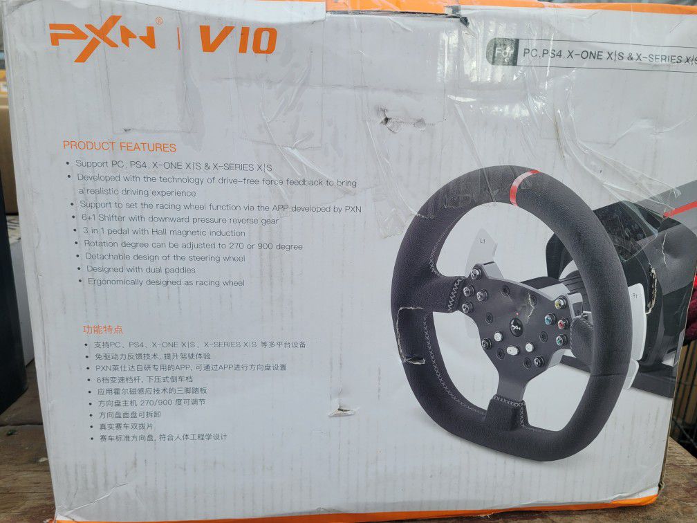 Force Feedback Steering Wheel, PXN V10 Racing Wheel 270/900 Degree