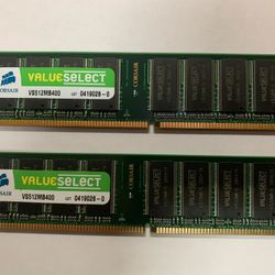 Used Corsair ValueSelect VS512MB400 Desktop Ram Kit