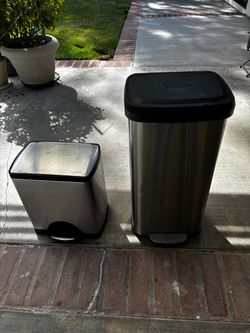 2 Stainless Steel Step Trash Cans Set of 2