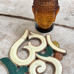 Home Decor Pair, Om And Buddha Head