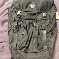 Prada Re-Nylon Saffiano Leather Backpack Men Black One Size