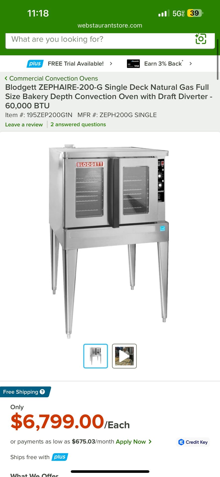 Commercial Oven.