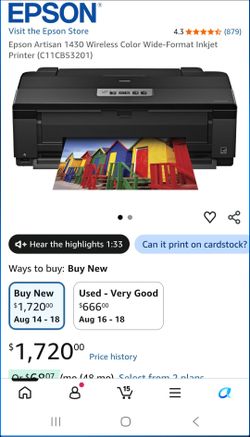 Epson Artisan 1430 Printer