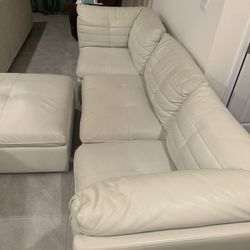 🔥 White Leather Couch Set