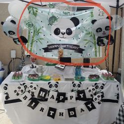 Panda Birthday Backdrop