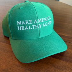 Green 'Make America Healthy Again' Embroidered Cap RFKJ Trump Harris Obama  Bright green baseball cap with white embroidered slogan "MAKE AMERICA HEAL