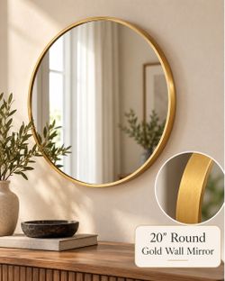 20" Round Gold Wall Mirror
