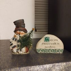 Snowman Votive Candle Holder And Inspiration Saying Decor