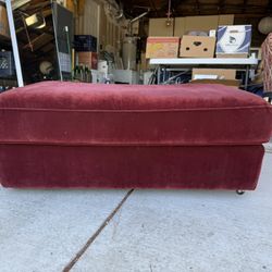 Lush Velveteen Wine / Rusty Red Colored Ottoman 
