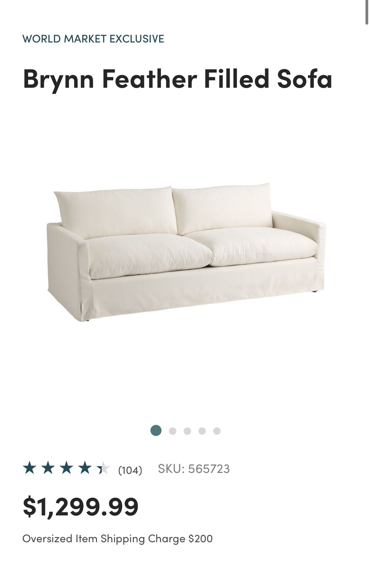 White Feather Filled Sofa