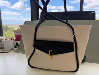 “Large Worthington Tote Purse – Cream & Black”