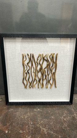 23.75” Black Framed Gold Textured Wall Art -Modern Abstract Decor