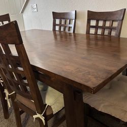 6 Foot Solid Teak Wood Table with 6 Dining Chairs Set World Market