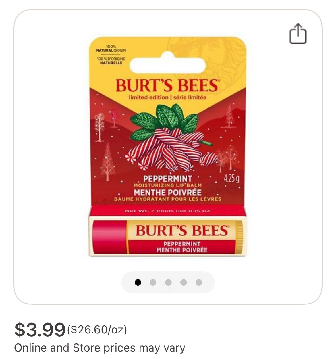 Burt’s Bees Lip Balm Peppermint 