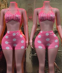 womens polka dot short set
