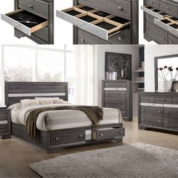 50% SALE Queen Size Platform Bedroom Set With Storage 