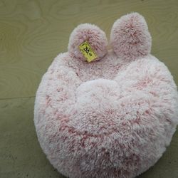 Fluffy Faux Fur Memory Foam Bean Bag Chair – Pink Bunny
