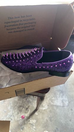 Purple Glitter Spiked Slip-On Dress Shoe
