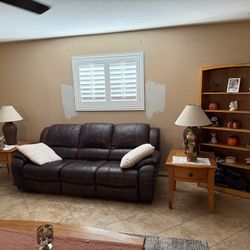 Brown Leather Couch & Love Seat