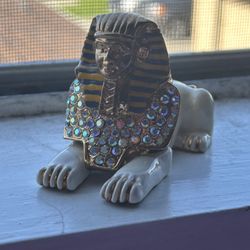 Bejeweled White Sphinx Trinket Box