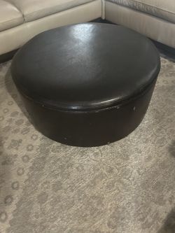 Round Ottoman for living room -dark brown (32” L/15”H)