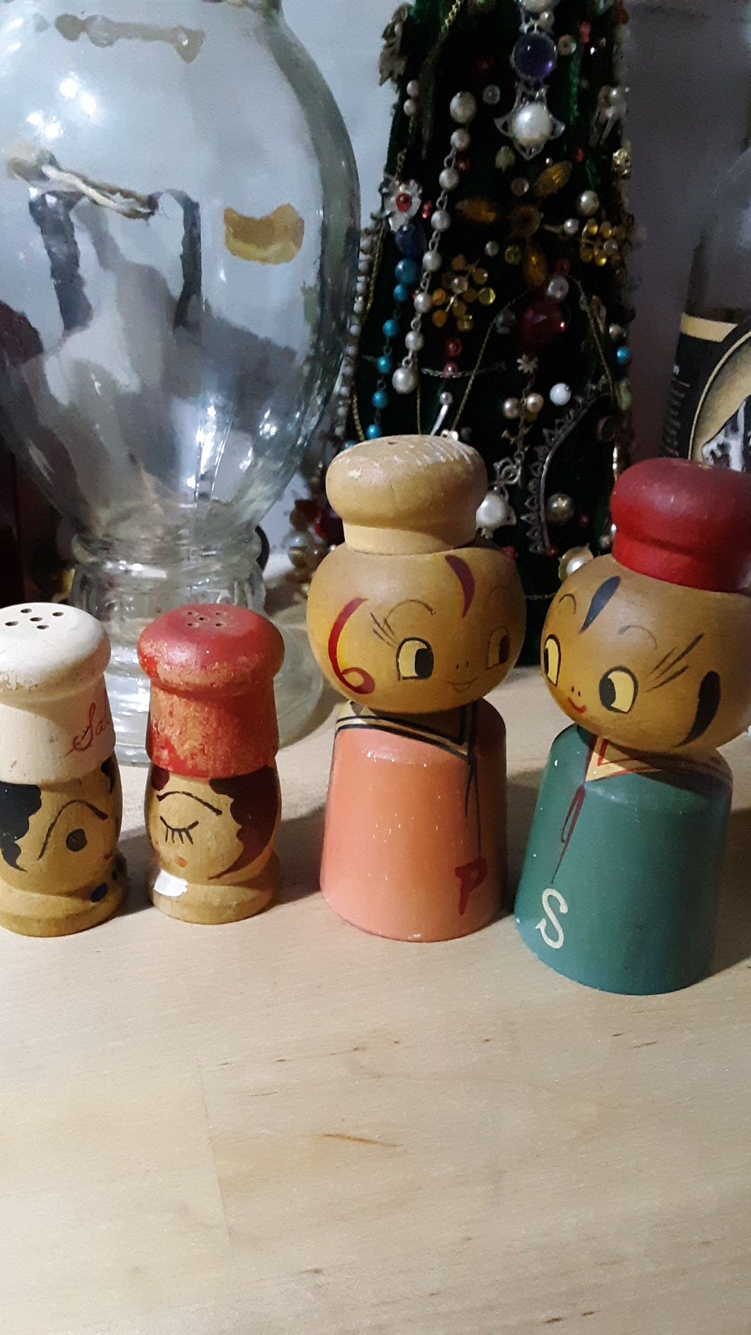Vintage Wooden S&P Shakers
