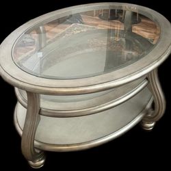 Glass Top Coffee Table with Wooden Frame