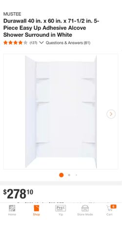 NEW Open Box Mustee Durawall 260WHT 60”x40” 5-Piece Shower Surround