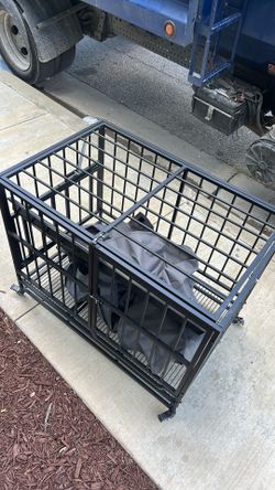 Topeakmart Black Dog Crate with Wire Litter Pan and Cover