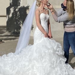 Mermaid Style Wedding Dress 💯Hand Made Pearls